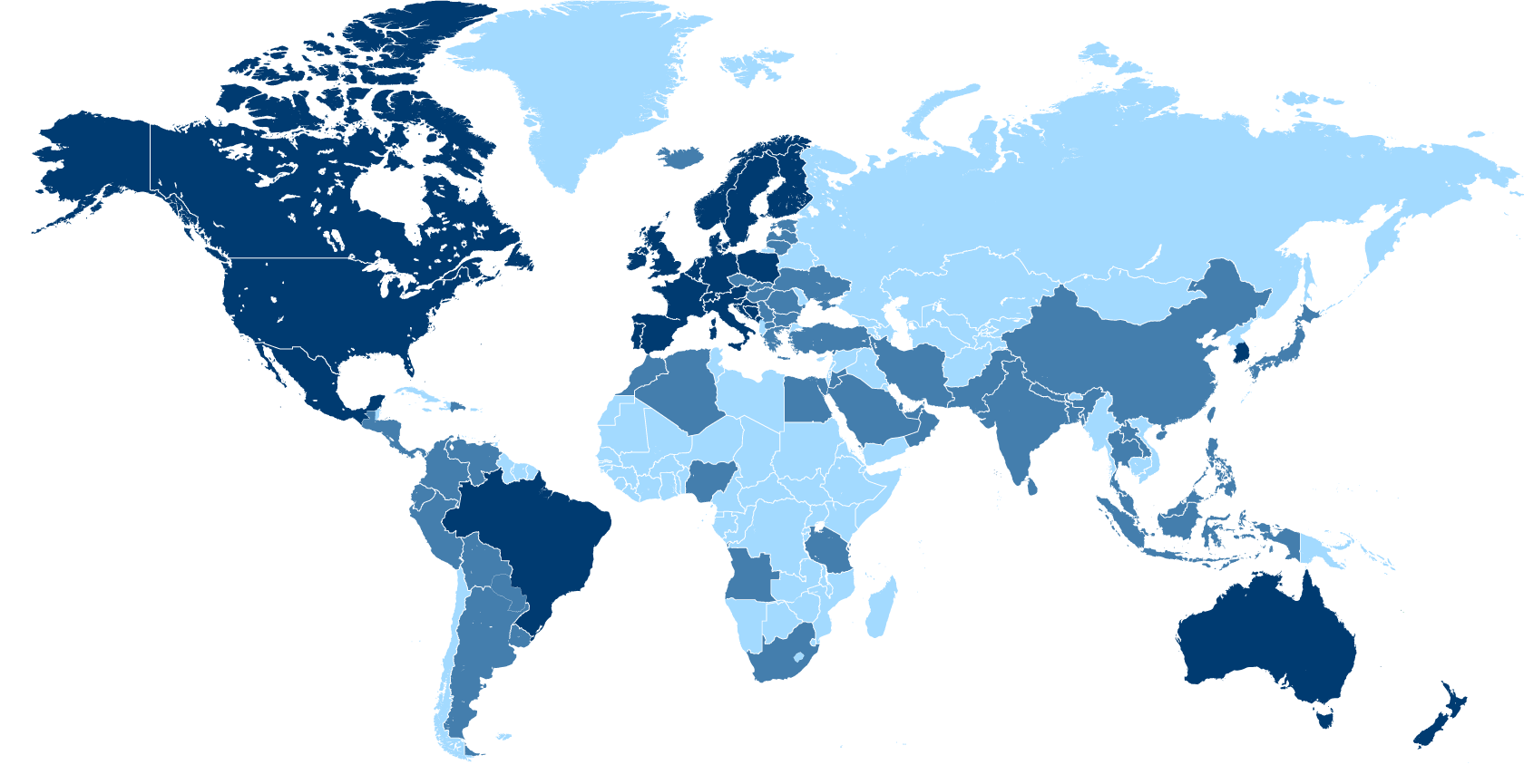 World map showing Dechra country locations